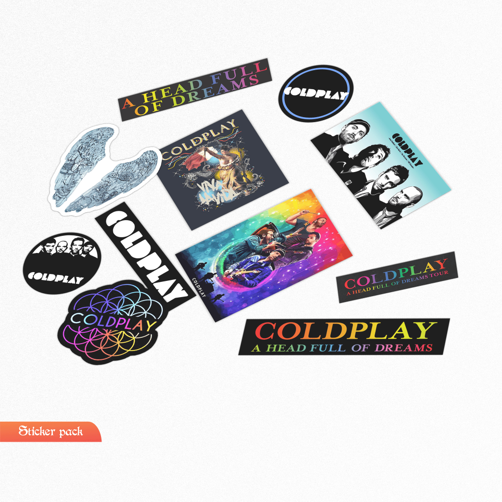 Stiker Band Coldplay Large Size 11 Pcs Case HP Laptop Helm