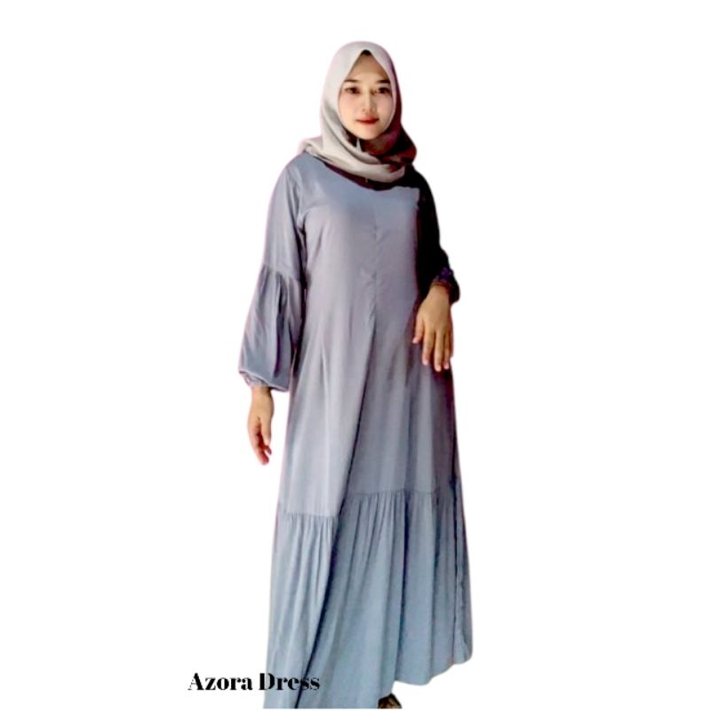 Azora Dress/gamis santung/gamis rayon adem/gamis murah/gamis lebaran 2025/gamis santung kekinian