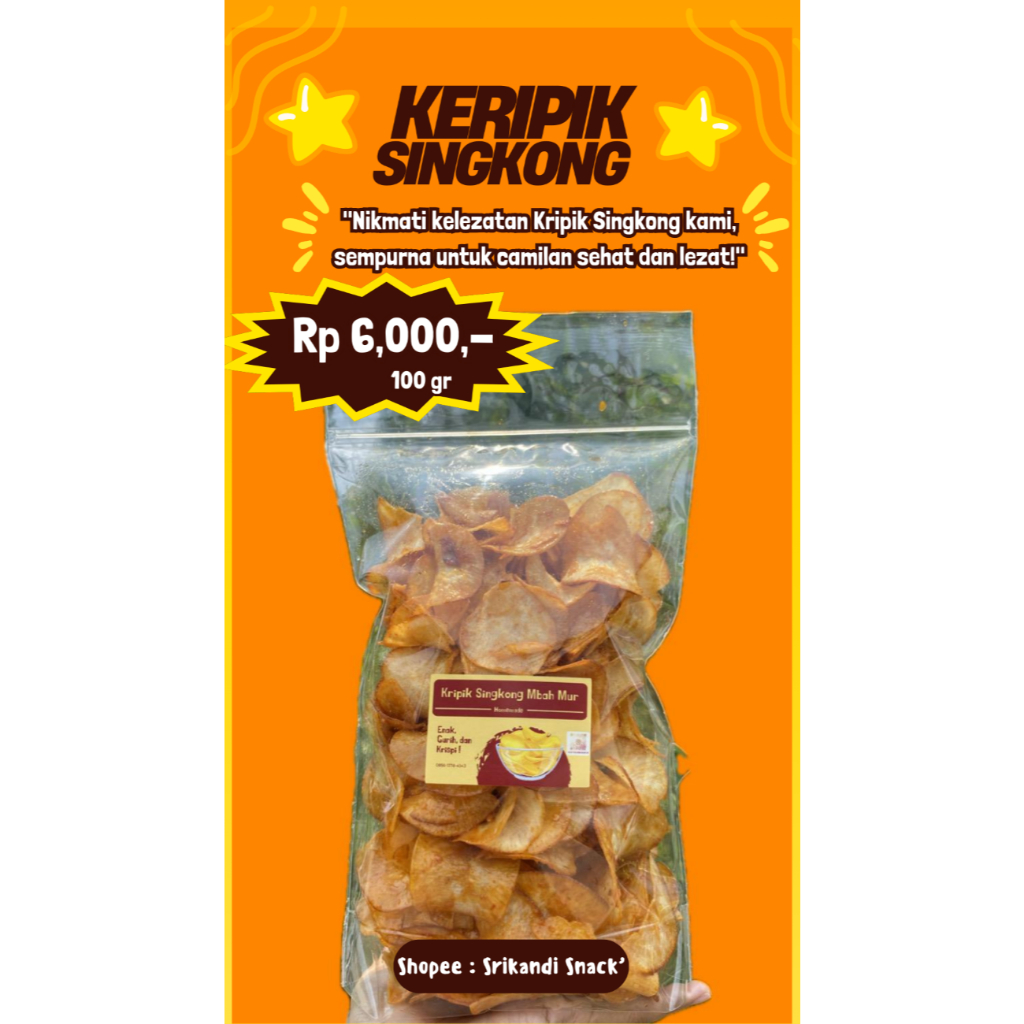 

KERIPIK SINGKONG MBAH MUR PEDAS MANIS GULA JAWA GURIH RENYAH KEMASAN 100 GR