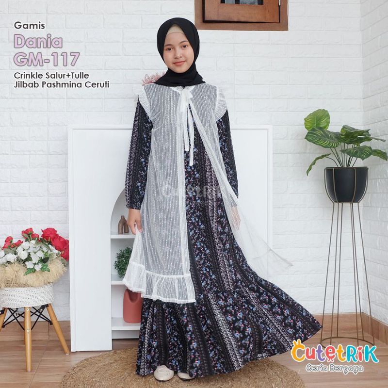 TERBARU 2025 - CUTETRIK DRESS GAMIS SET OUTER ANAK PEREMPUAN DANIA MEWAH PESTA MODEL TERBARU LEBARAN