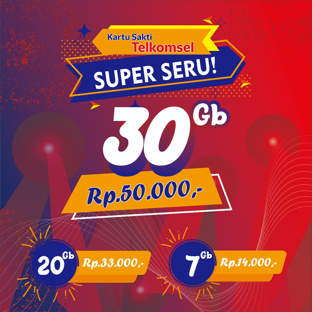 KARTU SUPER SAKTI TELKOMSEL PROMO PAKET TERMURAH 30GB,20GB,7GB