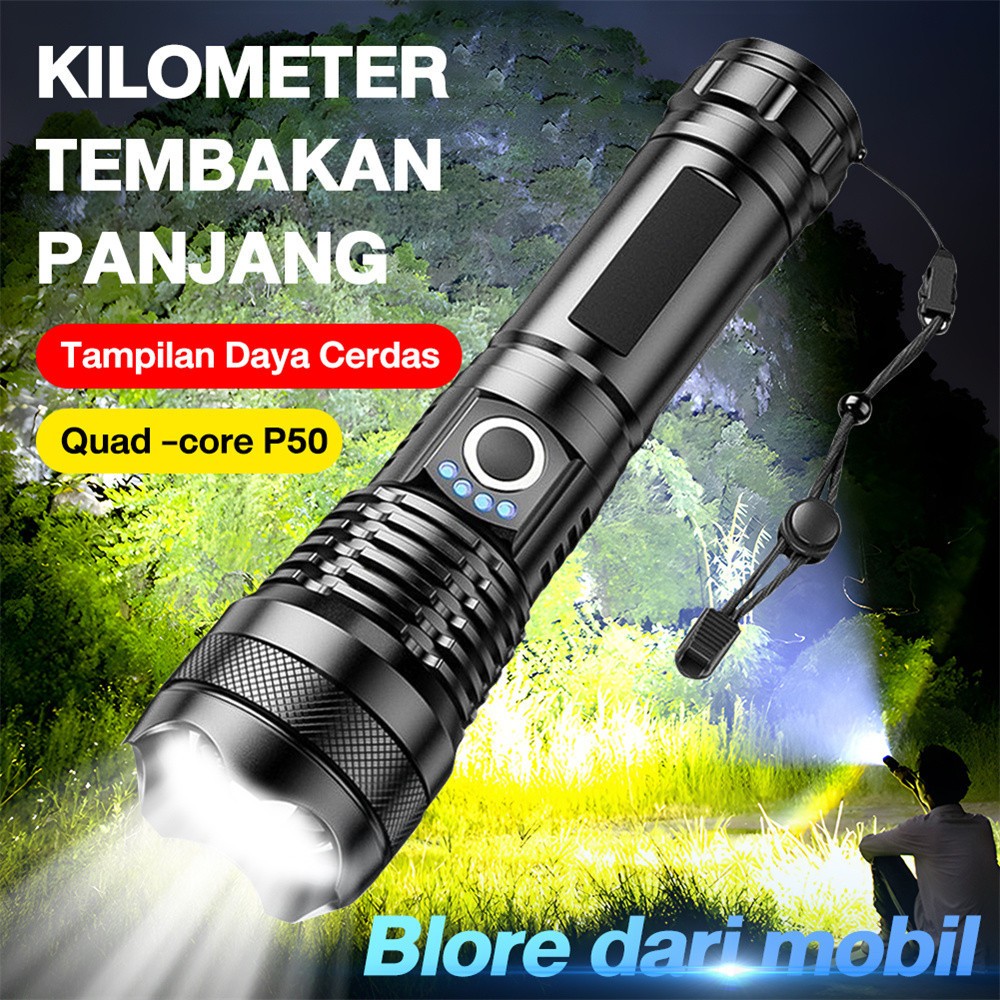 Senter Swat Police Terbaik / zoom 7 mode cahaya senter/Senter Led Rechargeable /Senter led a76 jarak