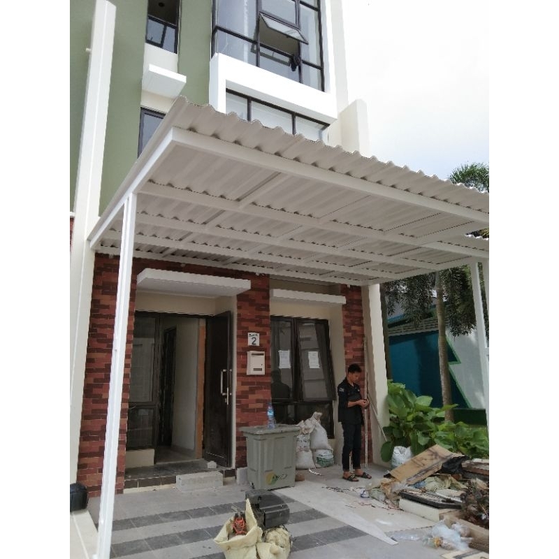 Kanopi alderon besi 4x8 warna putih