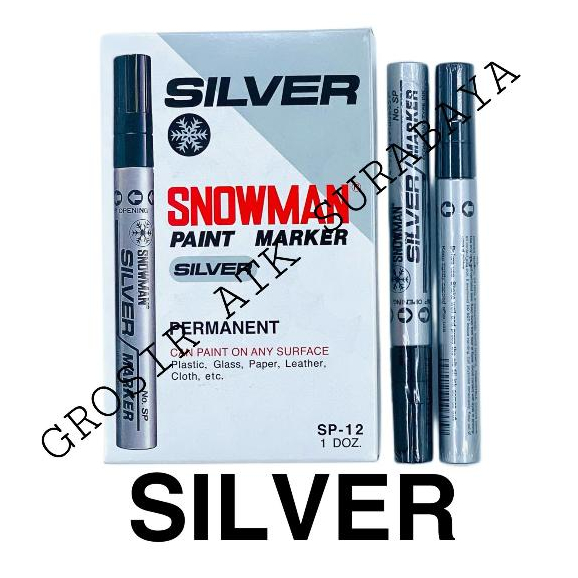 

( DAPAT 1 PCS ) SPIDOL SNOWMAN SILVER SP-12 / Paint Marker Permanen Besar Sedang SILVER SP-12