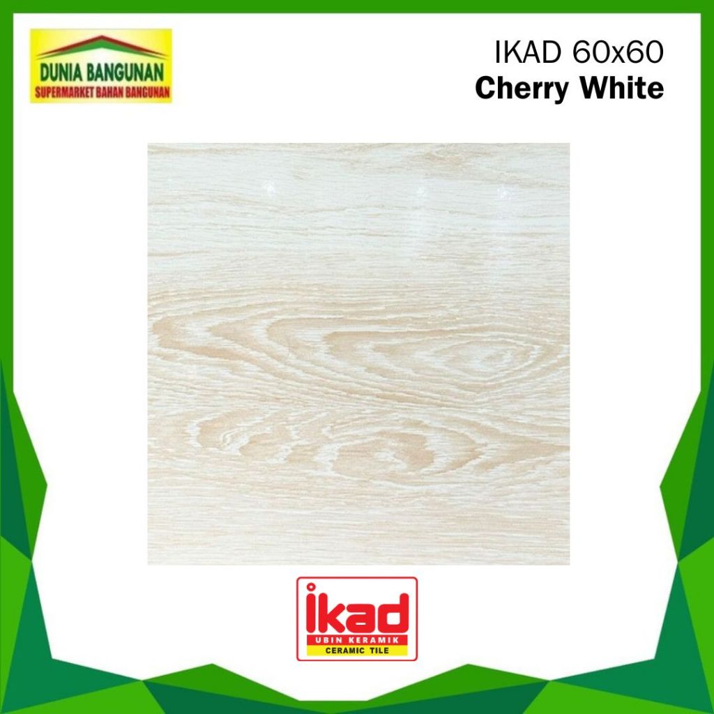 Keramik 60x60 IKAD Cherry White Keramik Licin / Keramik Motif Urat Kayu / Keramik Lantai