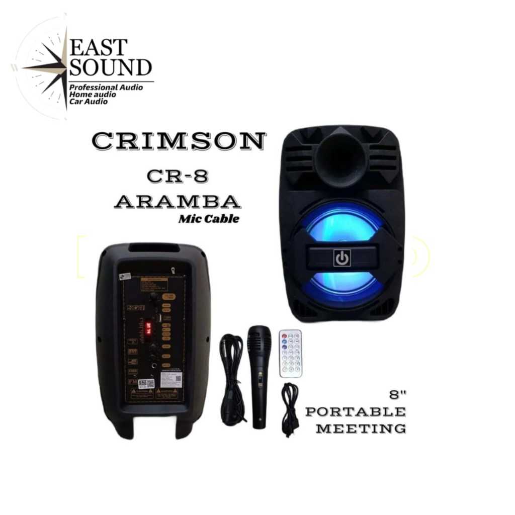 SPEAKER PORTABLE 8 INCH CRIMSON CR 8 ARAMBA MIC KABEL