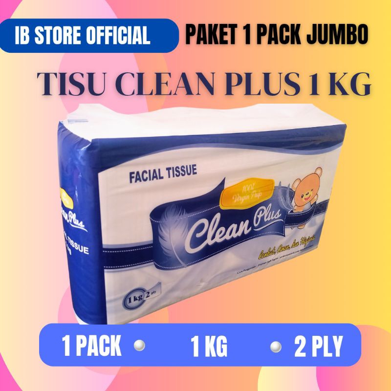Tisu Wajah Tisu muka CLEAN PLUS 1 KG / Tissue facial 1 Kg clean plus /CLEAN PLUS 1KG