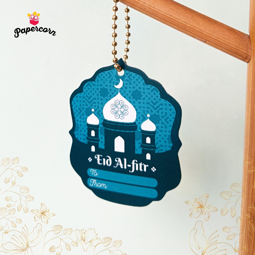 

10 Pcs Gift Tag Lebaran Hijau Tua kebiruan + Include Rantai