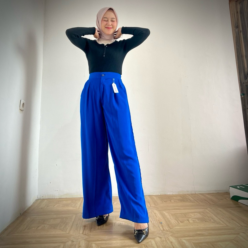 CELANA KULOT BIRU ELEKTRIK | BENHUR | BIRU BCA | BIRU PERSIB | KULOT HIGHWAIST KARET