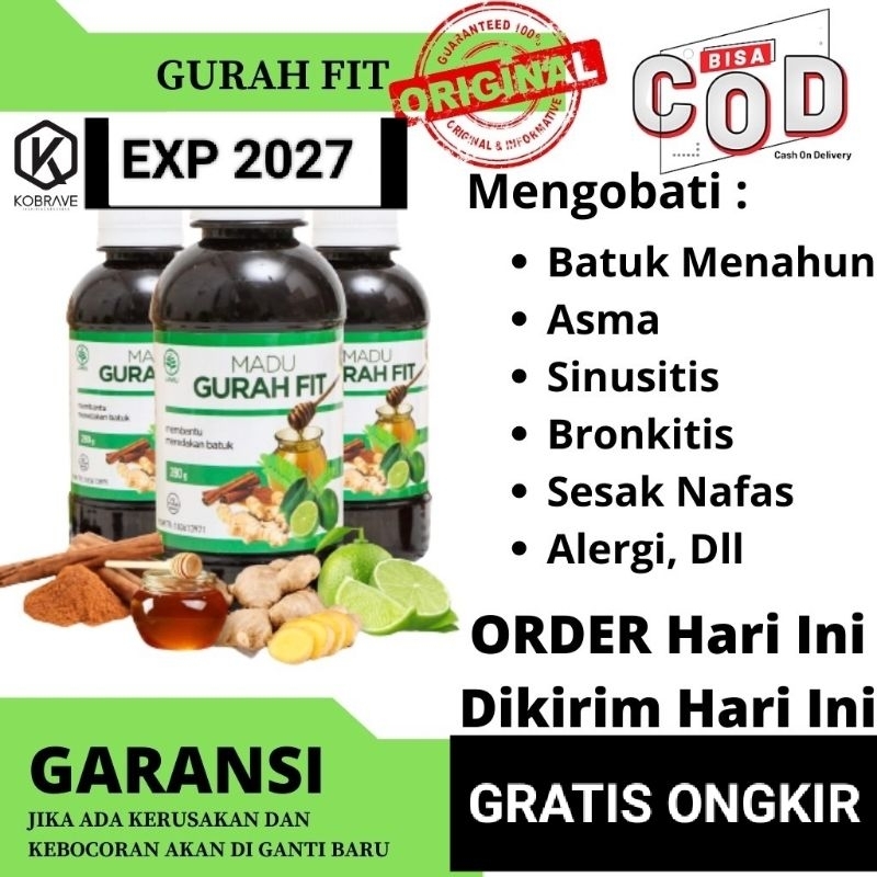 Madu GURAH FIT Herbal Bronkitis, Radang Tenggorokan, Batuk Menahun