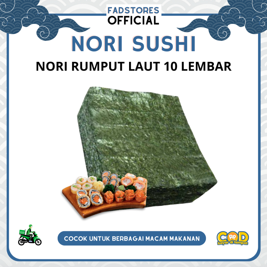 

Nori Sushi 10 Lembar - Nori Sushi Halal - Nori Rumput Laut 10 Lembar