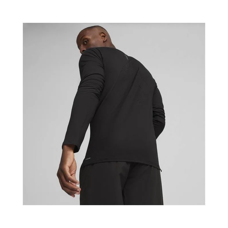 PUMA Kaos Lari Pria Hitam - Lengan Panjang