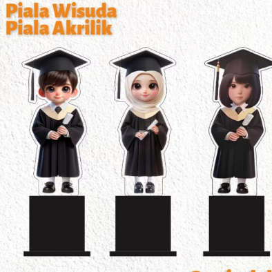 Piala Wisuda Toga Hitam Akrilik Custom