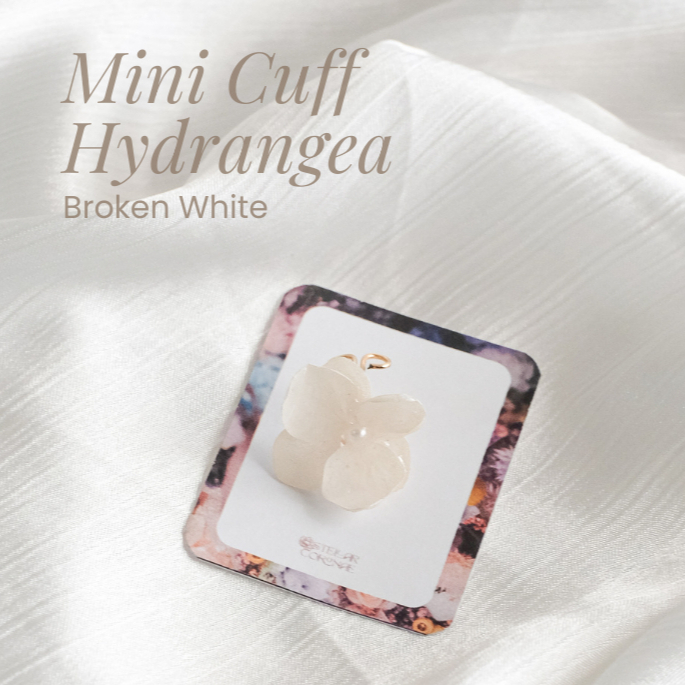 Anting Jepit dari Bunga Hydrangea Asli | Mini Cuff Hydrangea | Aksesoris | Perhiasan | Hadiah