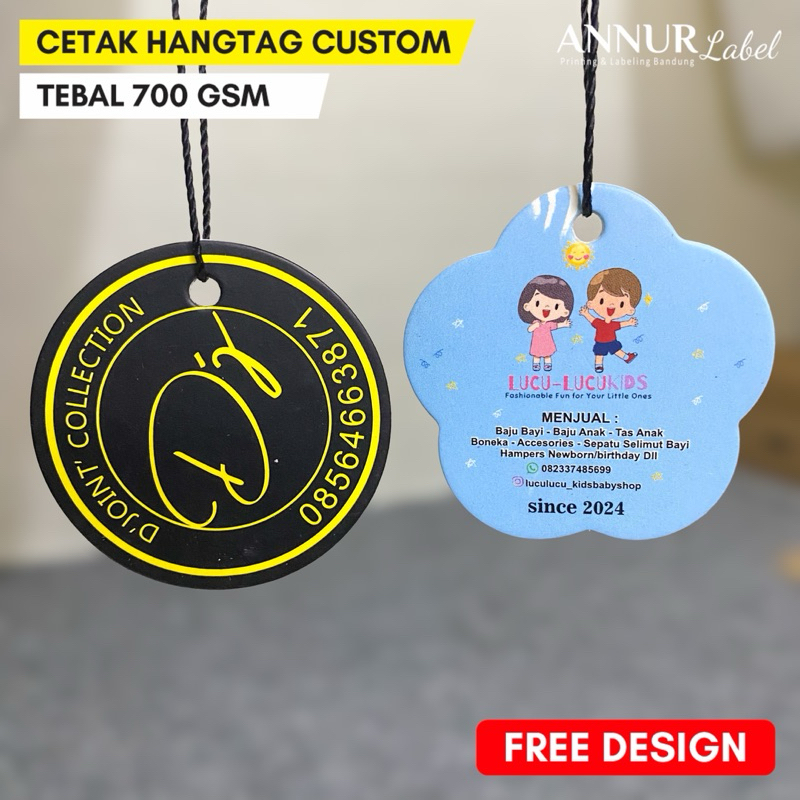 

hangtag custom bentuk cetak 2sisi ketebalan 700gsm tag baju
