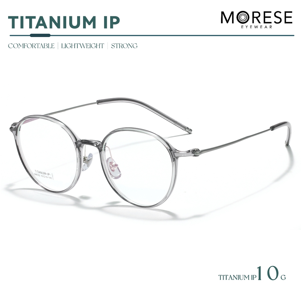 Morese Titanium IP Kacamata Frame Titanium Model Oval Fashion Pria Wanita Bisa Minus Antiradiasi Blu