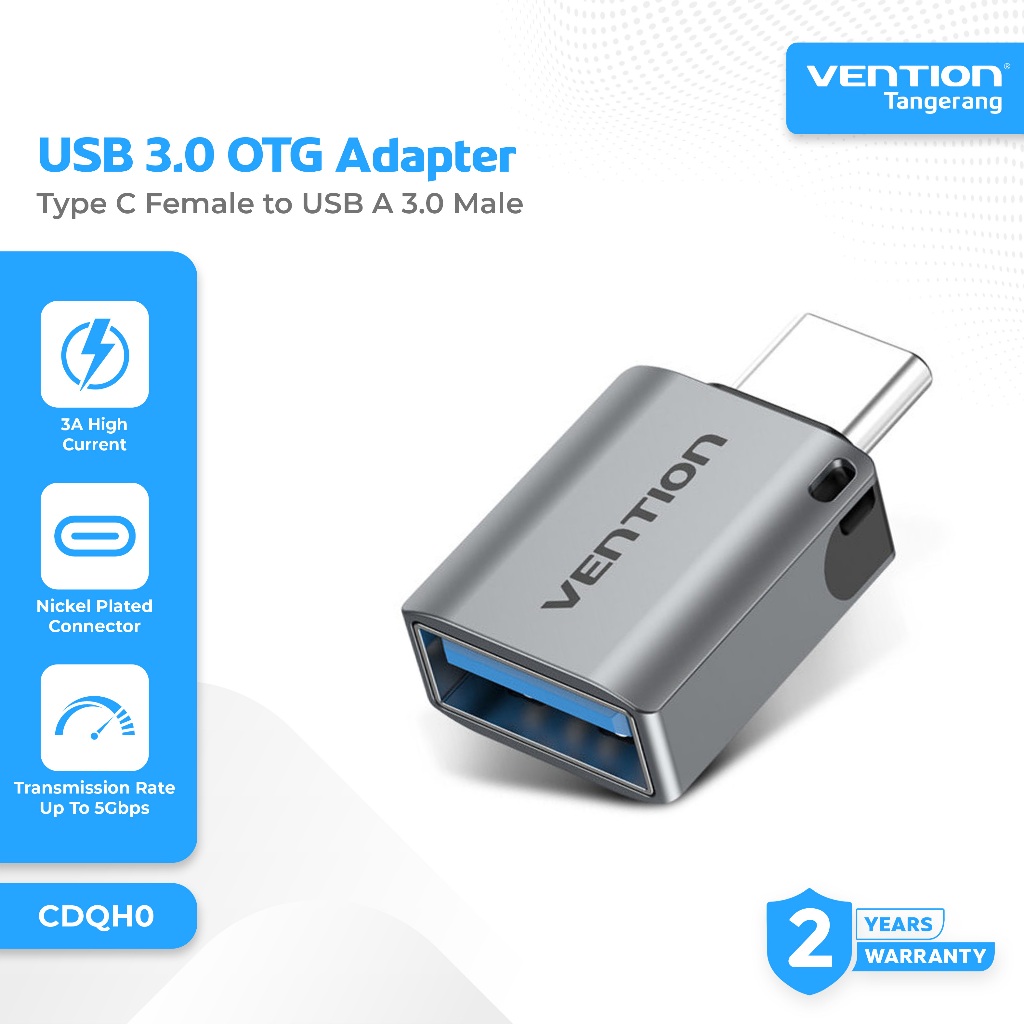 Vention Adapter Converter OTG Type C Male to USB A 3.0 Female Aluminium Alloy Series for Mac bok pro