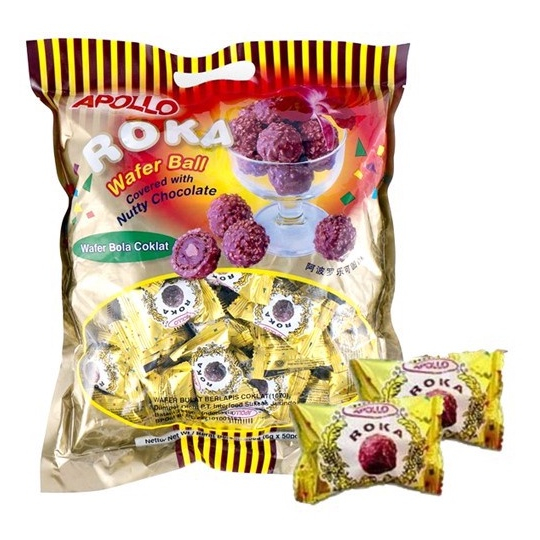 

Ay00! Roka Apollo 50 Pcs Coklat Wafer Ball Coklat Import Oleh Oleh Haji Umroh Original