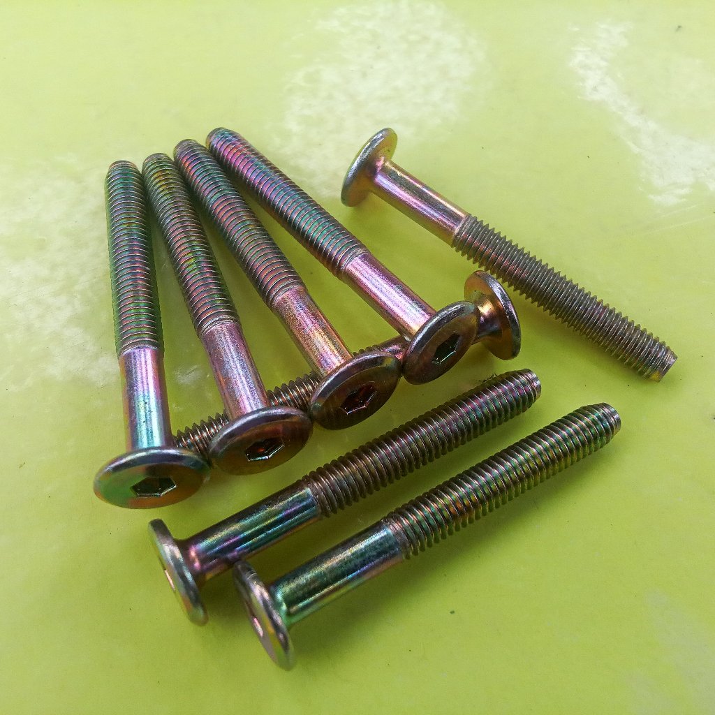 BAUT JCBC M6X80 KUNING KUNCI L4 BAUT JCBC M6 X 80 BAUT JCBC 8CM BAUT FURNITURE BAUT DIPAN BAUT KNOCK