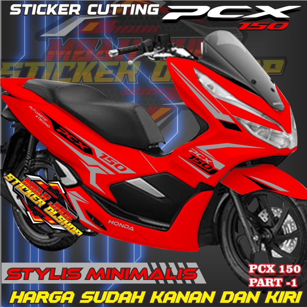 CUTTING STICKER/STRIPING MOTOR HONDA PCX 150 LAMA PART-1 2 WARNA BODY MERAH