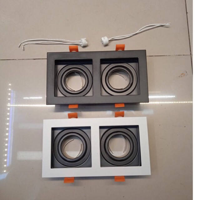 Kap Lampu Spotlight 2 Gang MR16 / Kap Halogen MR16 / Kap Downlight 2 gang
