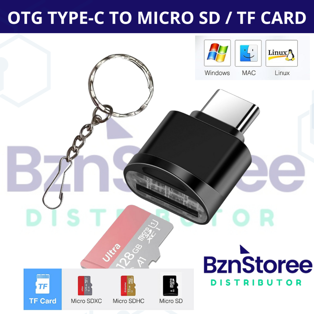 MicroSD Card Reader USB type C mini OTG / OTG Type-C Micro SD / TF Card + Gantungan Konci / Mini OTG
