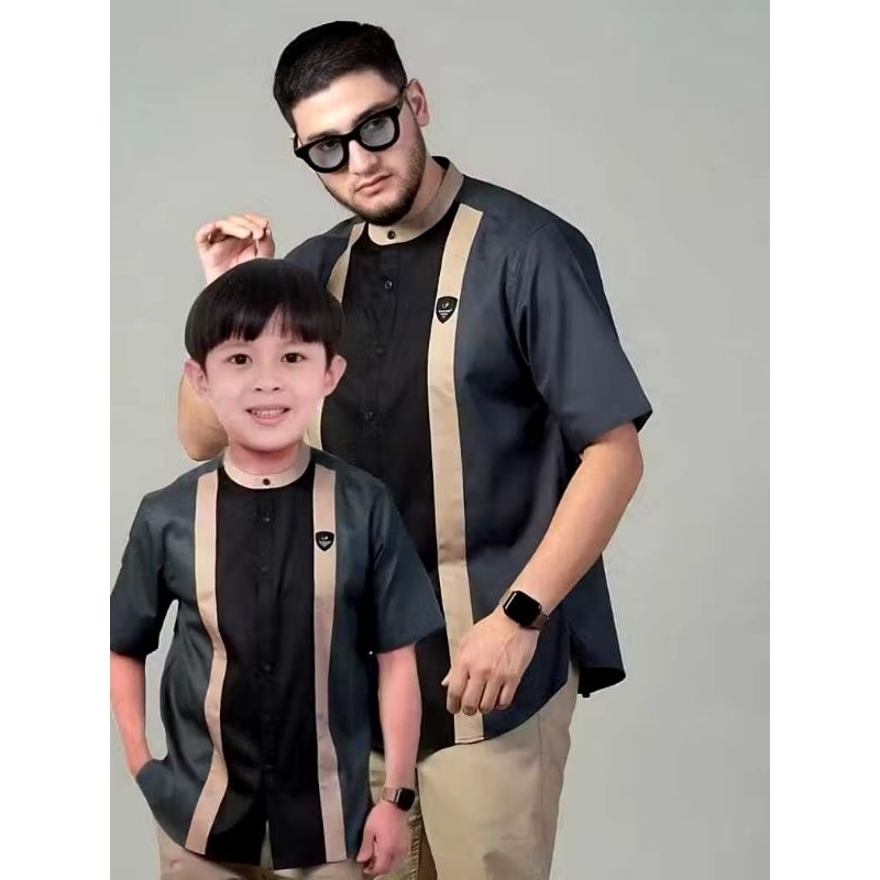 Baju Koko Couple Ayah Dan Anak Laki-laki Kurta Mandarin Seragam Hadroh Santri