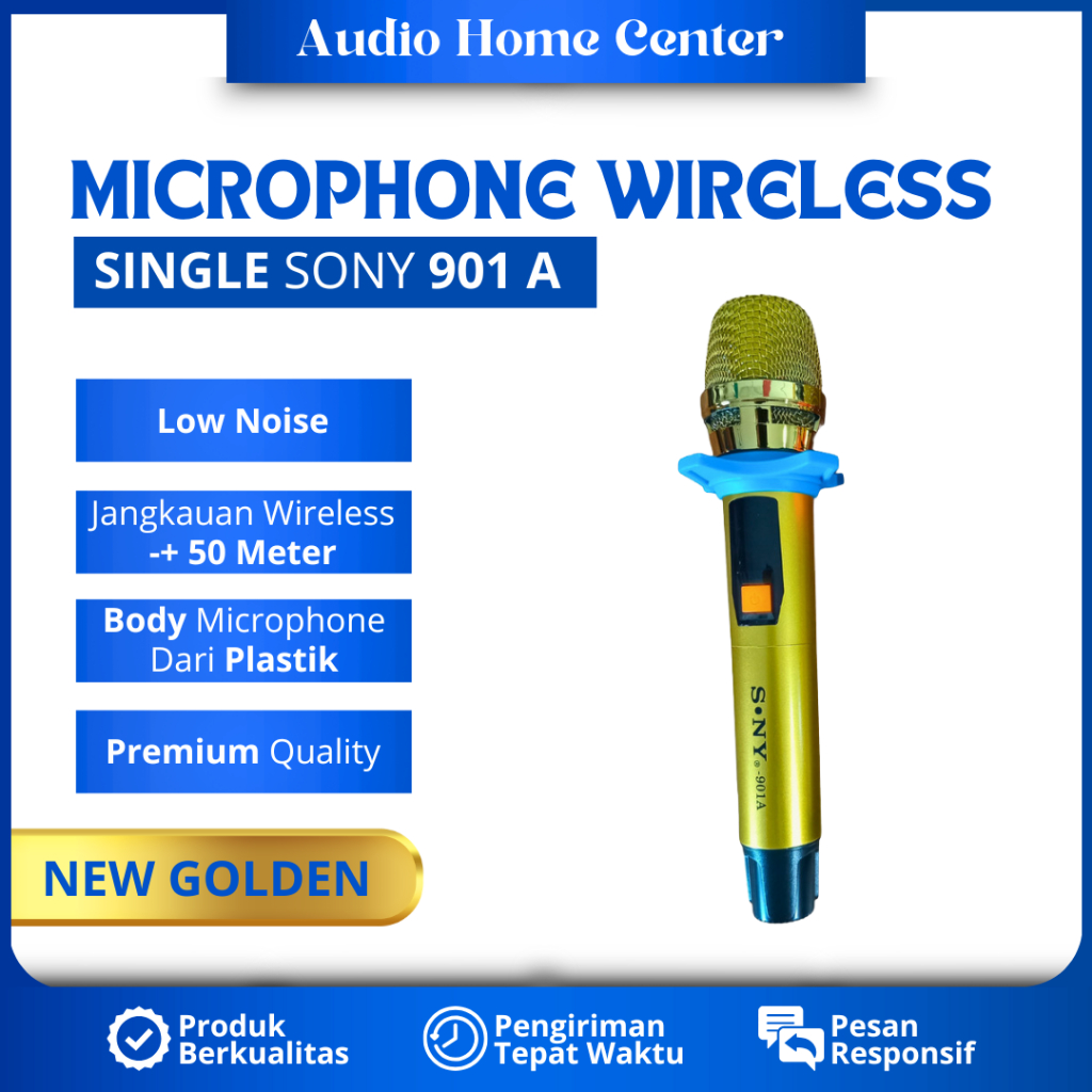 MICROPHONE WIRELESS KARAOKE SONY 901A NEW GOLDEN SINGLE WIRELESS MICROPHONE TANPA KABEL MIC WIRELESS