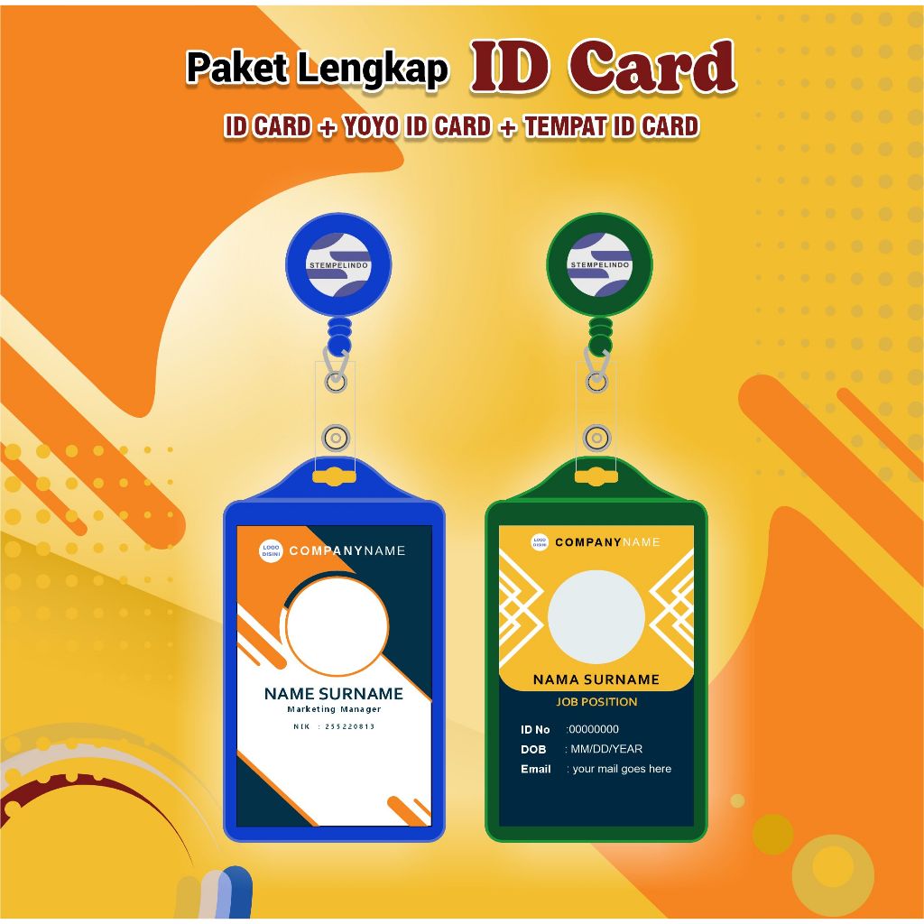 

Cetak ID Card / Paket Lengkap ID Card + Tempat/ Case ID Card + Holder Yoyo ID Card / Free Desain ID Card