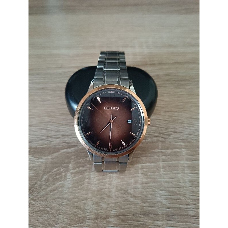 Preloved jam tangan Pria Seiko Quartz SGEH90P1 brown gradation dial