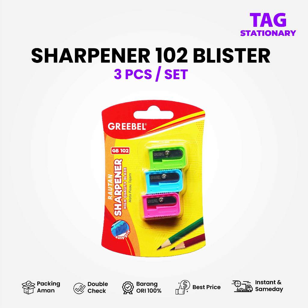 

GREEBEL Rautan Serutan Pensil / SHARPENER 102 (BLISTER 3 PCS/SET) / Timur Agung Grosir