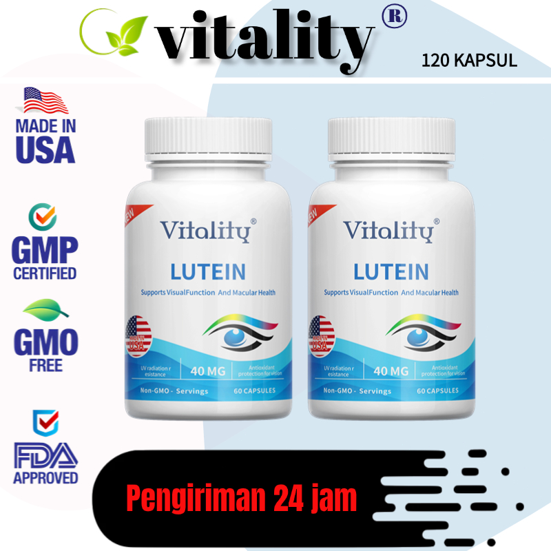 Lutein, 40 Mg, Mendukung Penglihatan Sehat, Perlindungan Cahaya Biru, Pelindung Mata, 60 Kapsul