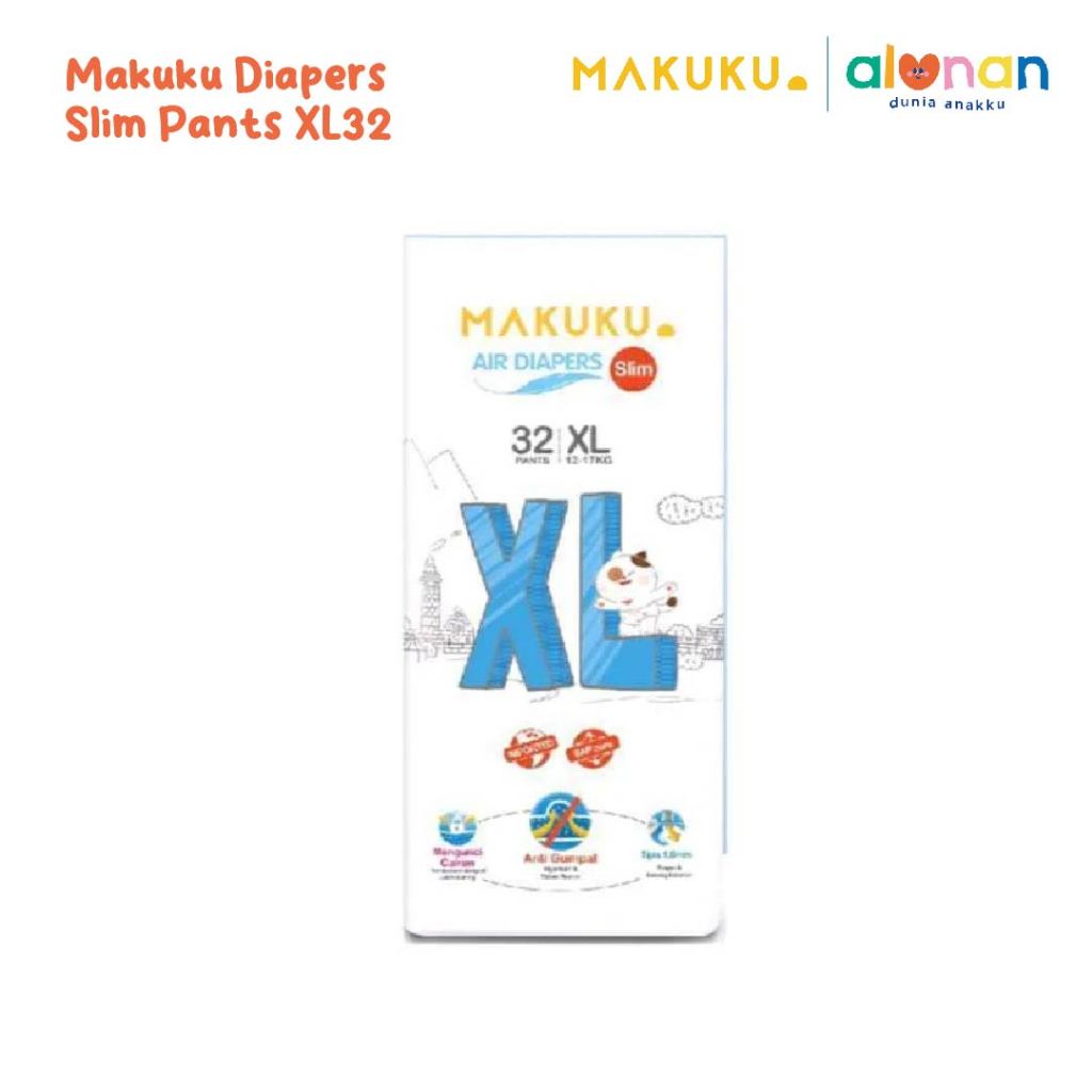 ALUNAN - Makuku Diapers Slim Pants XL32 - Pampers Celana Anak Popok Makuku XL32