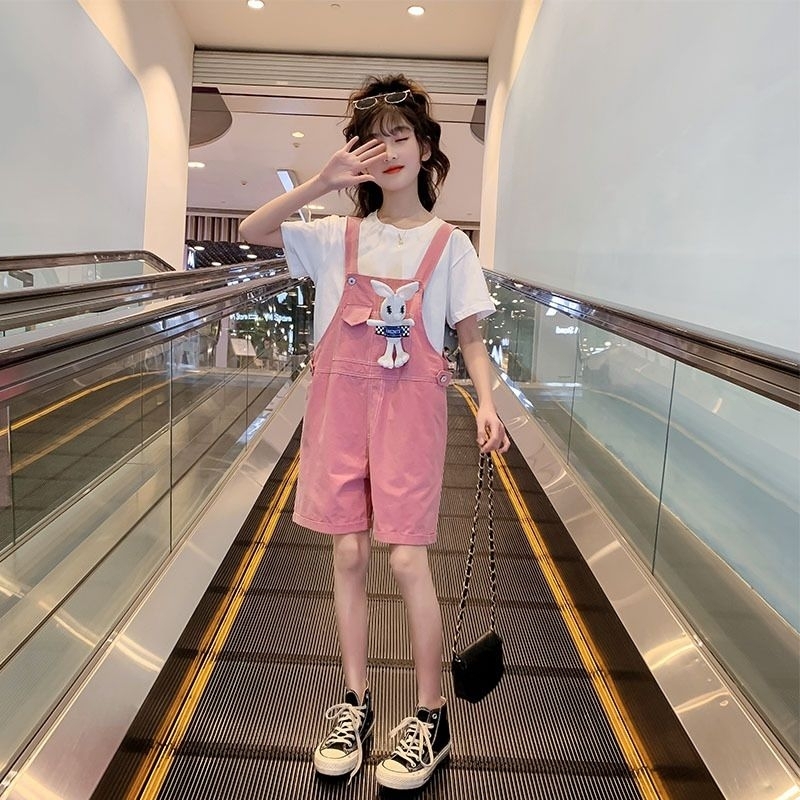 Set Overall Pink Xiaozhitx Bunny / Baju Anak Tanggung / Overall Anak Perempuan / Baju Kodok Anak Per