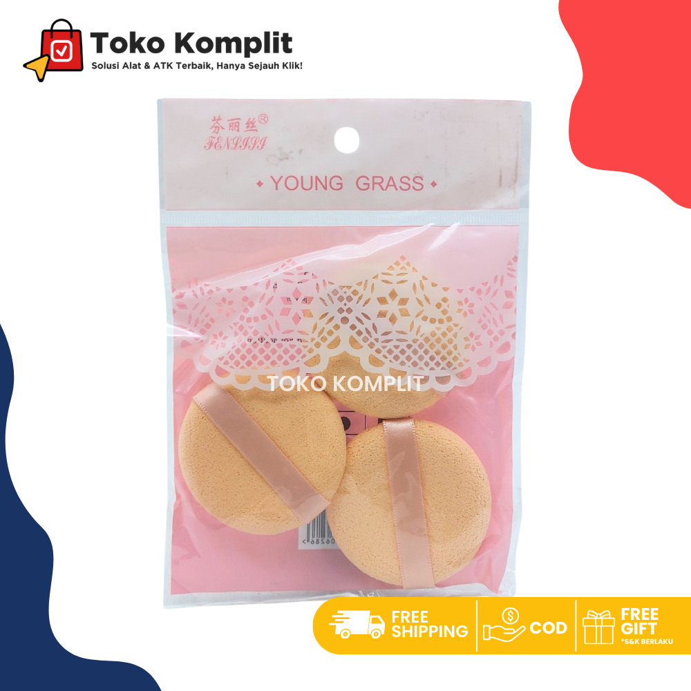 Komplit - Spons make up isi 3/Spons Bedak Busa Lembut Beauty /Spons Bedak Tabur Sponge Loose Powder 