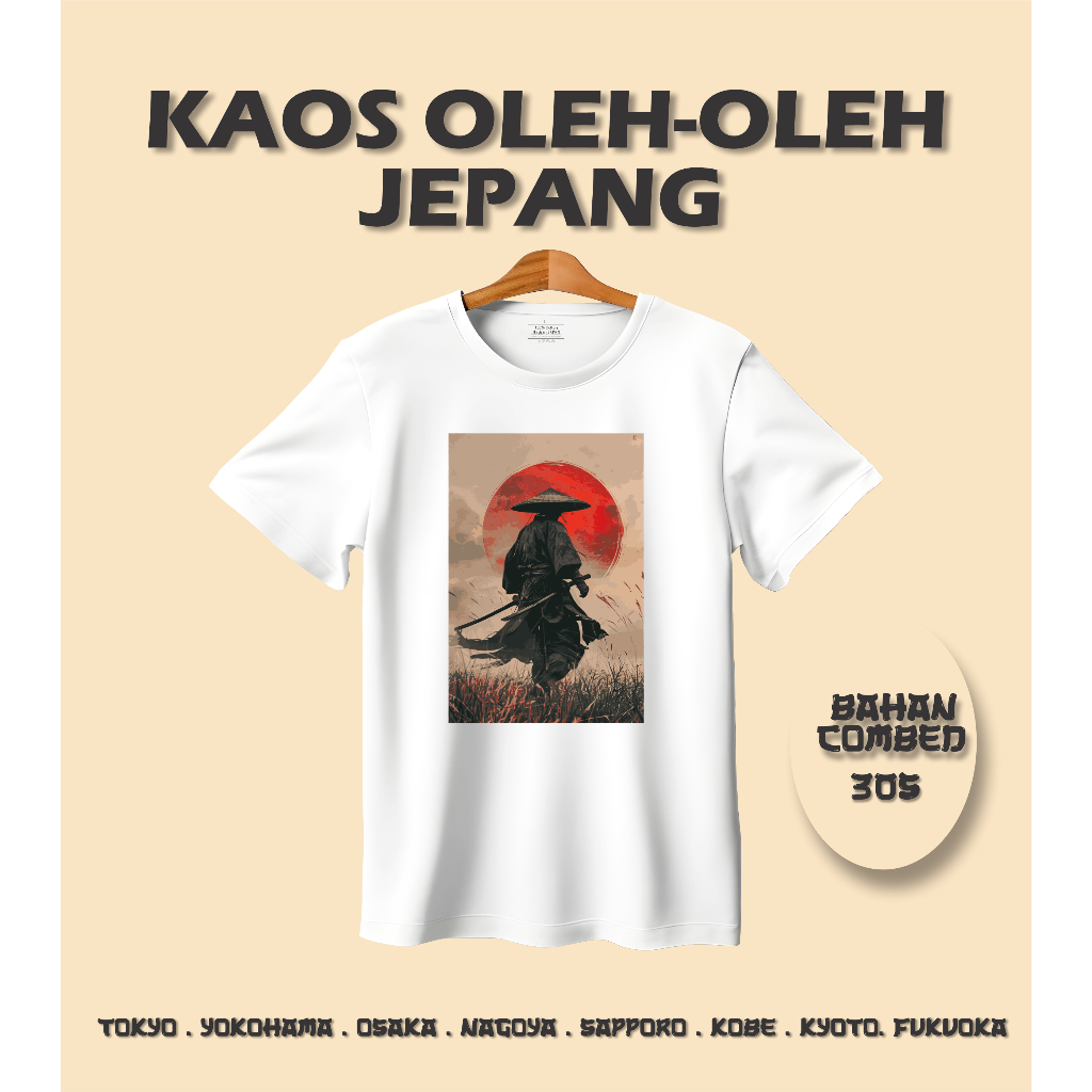 Kaos Oleh Oleh Souvenir - Jepang SAMURAI - Design unik menarik