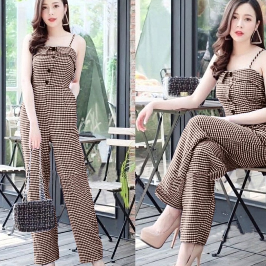 Terlaris FWG  JS BANGKOK  JUMPSUIT KOTAK  JUMPSUIT WANITA  JUMPSUIT  OVERALL JUMPSUIT  BAJU