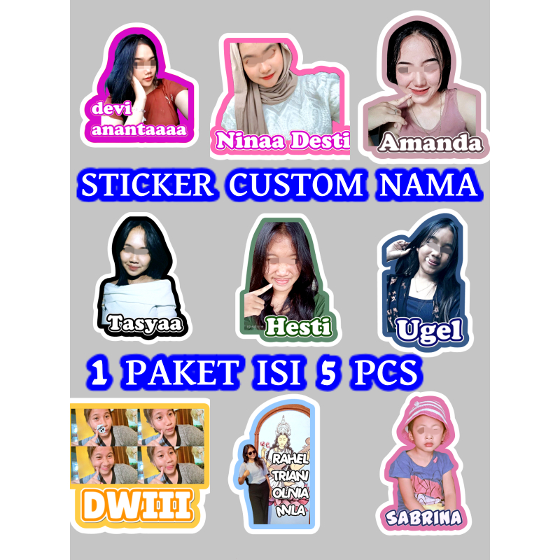 

(AV) Cetak Sticker Custom Foto Nama Premium Murah 1 paket 5 stickers
