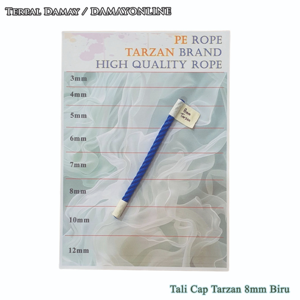 

Tali Tambang PE Cap Tarzan 8mm Biru / Meter ( Harga Per Meter )