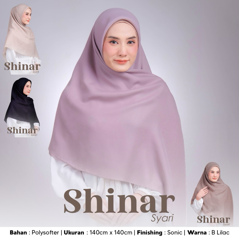 Segiempat Shinar Syar’i 140x140 (FREE POUCH) / Hijab Jumbo 140x140 / Shinar Jumbo / Kerudung Glitter