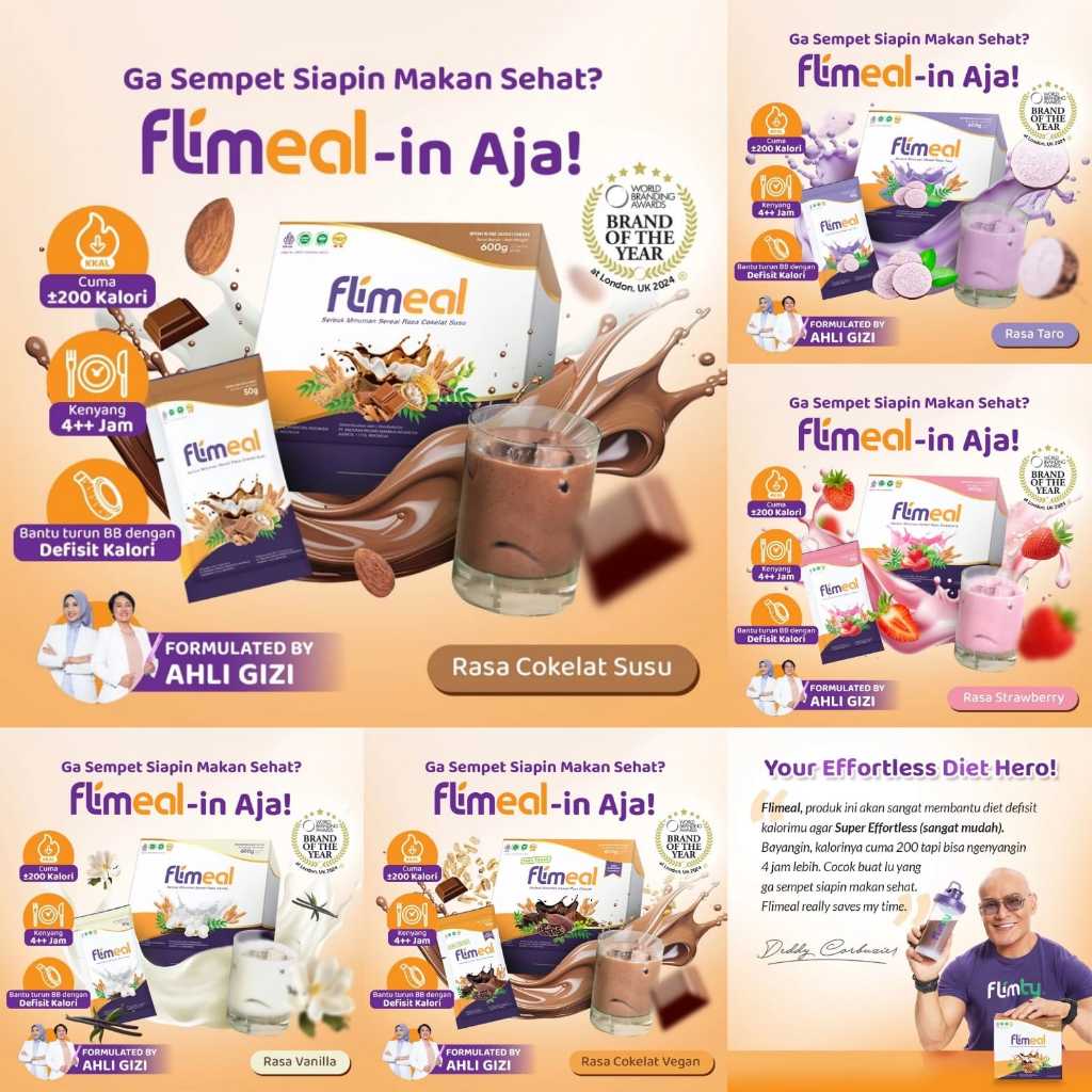 

1 SACHET FLIMEAL MEAL REPLACEMENT by FLIMTY UNTUK COBA DULU YUK - FLIMEAL COKELAT SUSU - FLIMEAL TARO - FLIMEAL VANILLA - FLIMEAL STRAWBERRY - FLIMEAL COKELAT VEGAN - FLIM MEAL - BPOM DAN HALAL