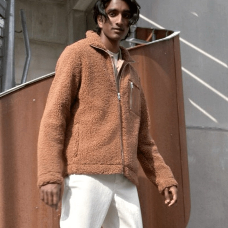 Teddy Bear Jacket Winter H&M H&M Men's Brown Bomber Jacket