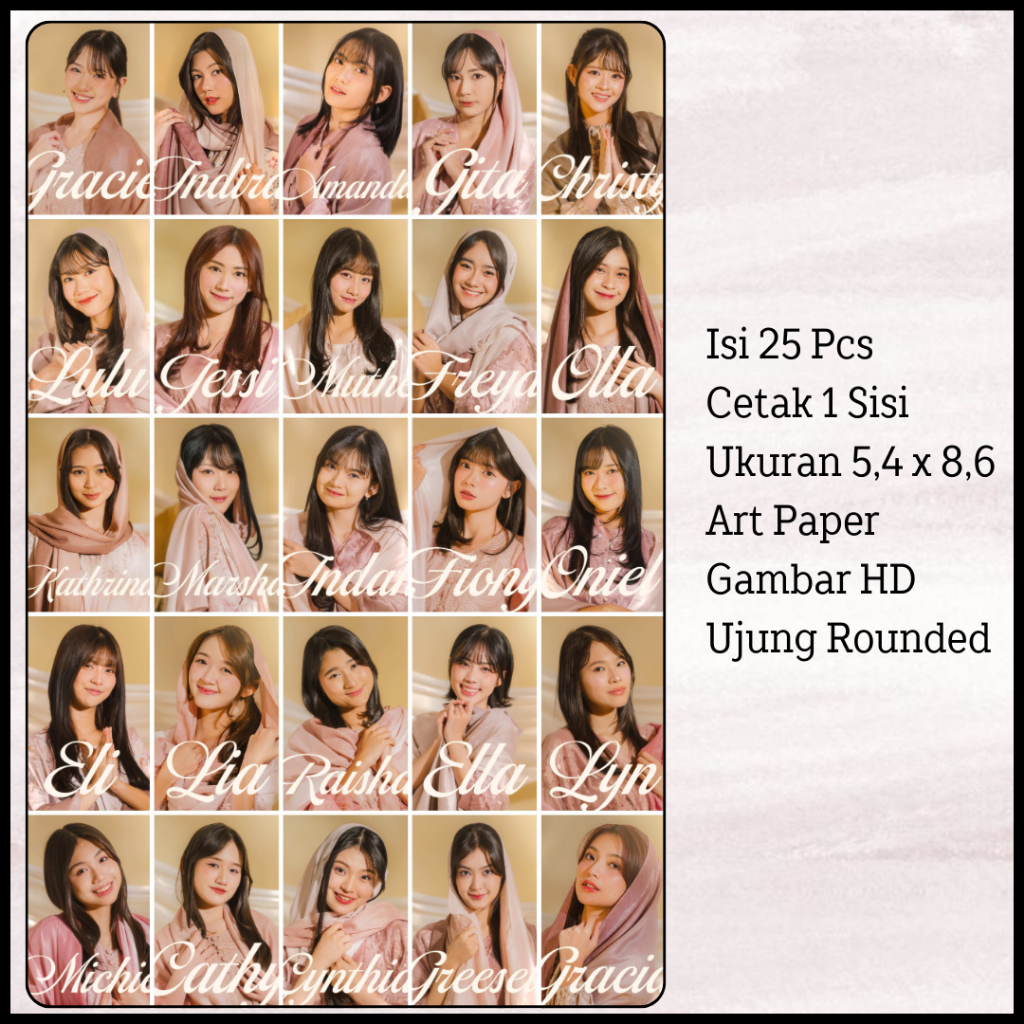 Photocard JKT48 25 pcs 1 Sisi, PC JKT48 25 pcs, Edisi Hearth & Harmony Kabesha,Anniv Banzai Love Let