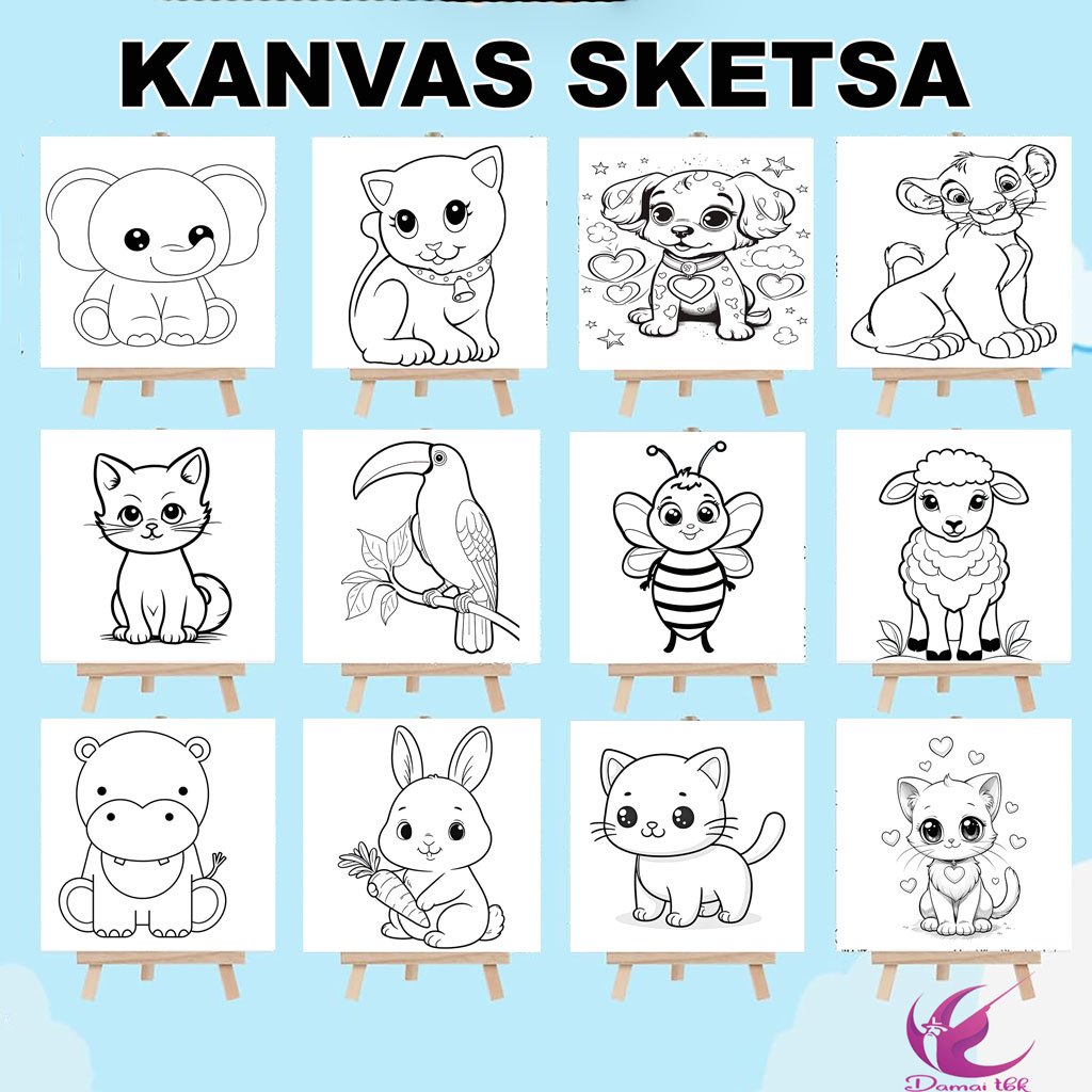 

(SKETSA) Kanvas Lukis Sketsa 15x15 cm / 20x20 cm / 10x10 cm Mewarnai Kanvas Lukis