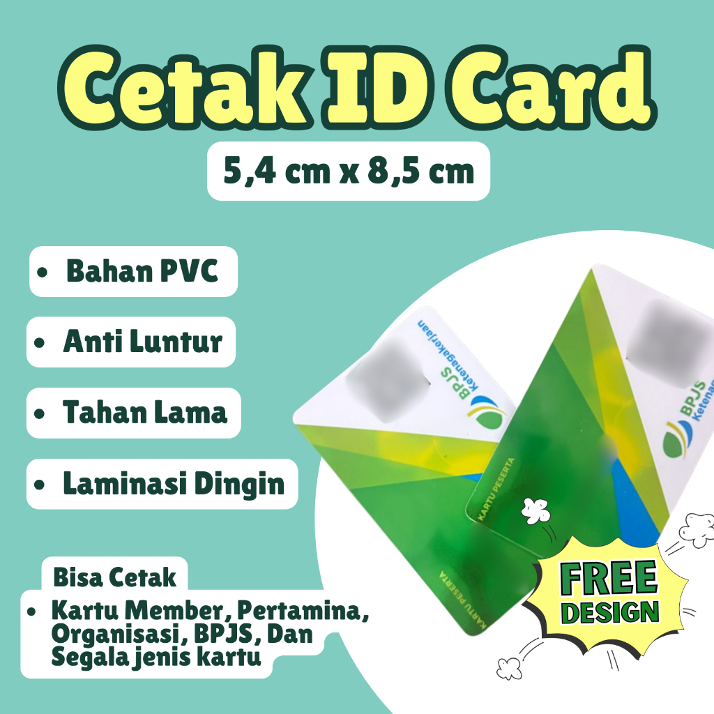 

CETAK ID CARD FREE DESAIN | PHOTOCARD| KARTU BPJS | KARTU MAHASISWA | KARTU ORGANISASI | KARTU MEMBER|