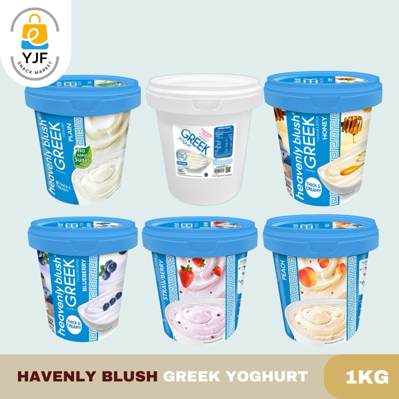 

Heavenly Blush Greek Yoghurt 1 KG / Greek Yogurt Plain / Rasa Peach / Blueberry / Strawberry / Original / Honey