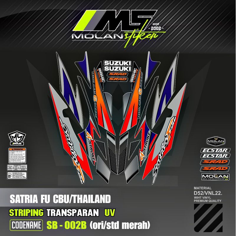 Decal Sticker Striping Variasi Transparan Uv Satria Fu Cbu Thailand 2005/2006 Suzuki Satria Fu 150 T