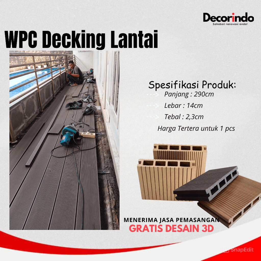 decking wpc lantai outdoor Decking WPC Outdoor / Lantai Kayu Kolam Renang / Pool / Decking