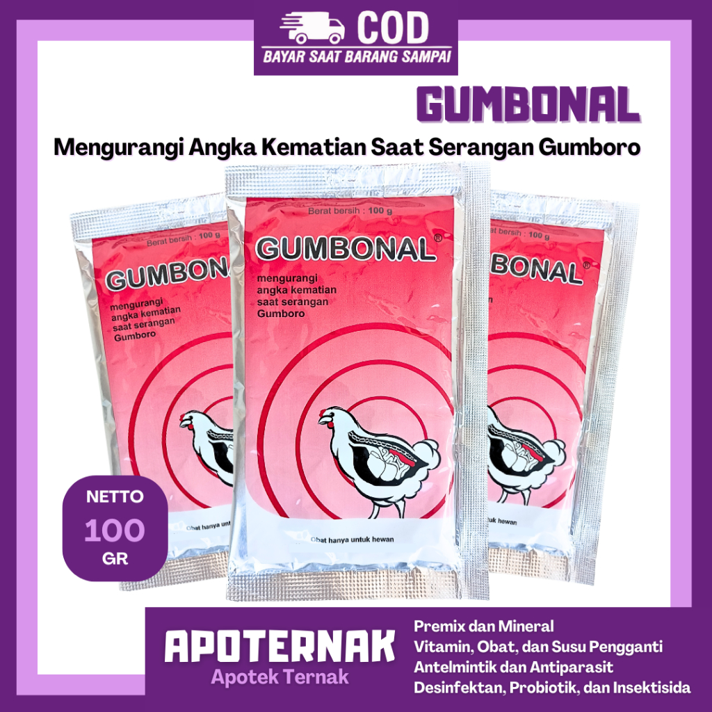 GUMBONAL 100 GRAM MEDION - Obat Gumboro Unggas - Obat Ayam Gumboro - Mengurangi Angka Kematian Saat 