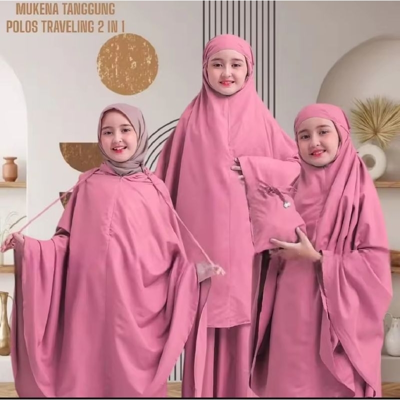 Mukena Anak Resleting 2 in 1 Laser Cut Bahan Katun Premium Mukenah Tanggung SD SMP Umur 6 7 8 9 10 1